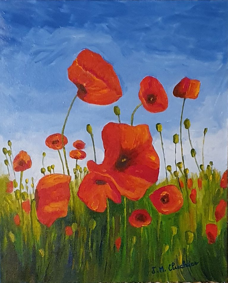 Poppies Acrylic on canvas 2022 (46 cm x 38 cm x 2 cm)