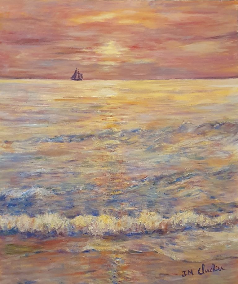 Coucher de soleil sur l Atlantique Acrylique sur toile 1996 (55 cm x 46 cm x 2 cm)