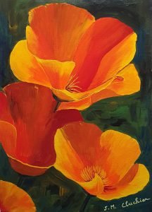 Escholtzia Acrylique sur toile 2022 (46 cm x 33 cm x 2 cm)
