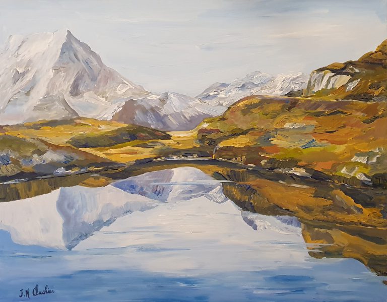 The Lauzon lake Oisans Acrylic on canvas 2009 (92 cm x 65 cm x 2 cm)