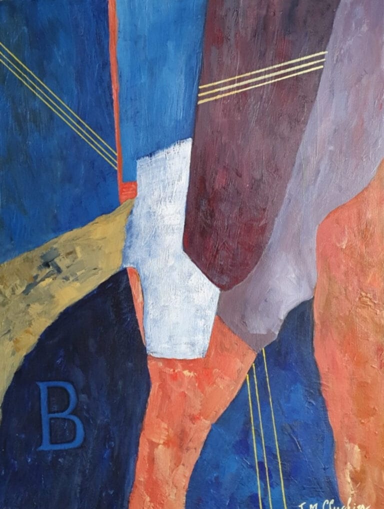 Peinture acrylique abstraite autour de la lettre B, décoration pour un intérieur moderne