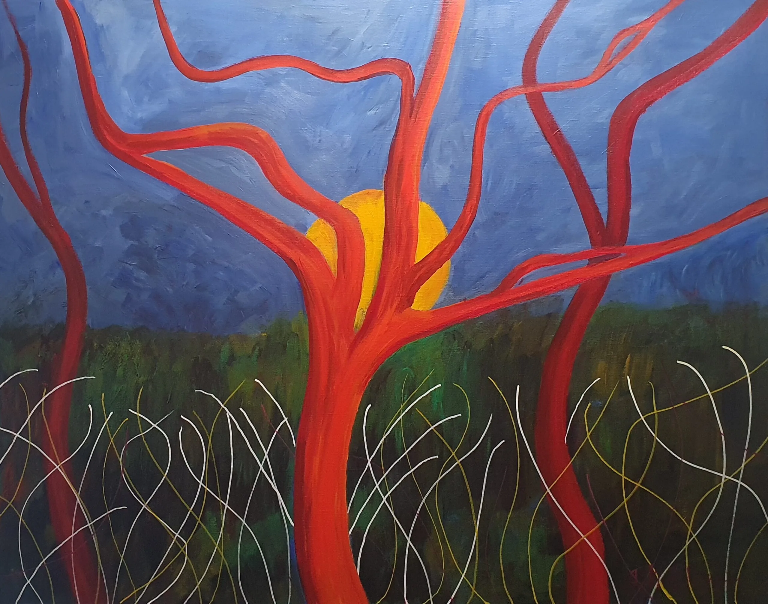 Semi-abstract acrylic painting for modern interior